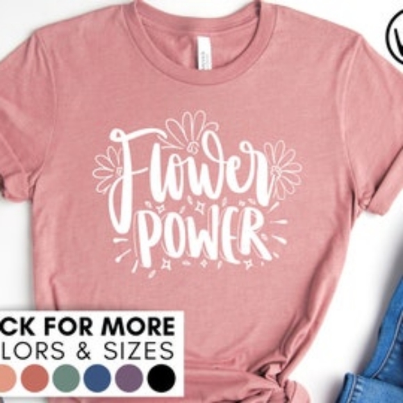 Tops - Flower Power Shirt - Boho Hippie Retro Trendy Tshirt, Floral Retro T-Shirt,